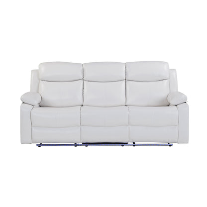 Blanche - Reclining Sofa With LED Lights Frame, Pillow Top Arms - White