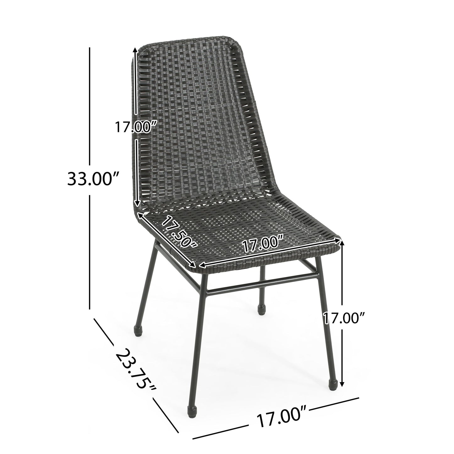 Aluminum And Rattan Chat Set, Outdoor Patio Set Includes Rattan Dining Chair Set Of 2 And C Shaped Side Table - Dark Brown