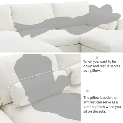 Modular Sectional With Storage Pockets, 5 Seat U Shaped Couch Set With Pillows, Free Combination Modern Cloud Sofa With 2 Movable Ottoman