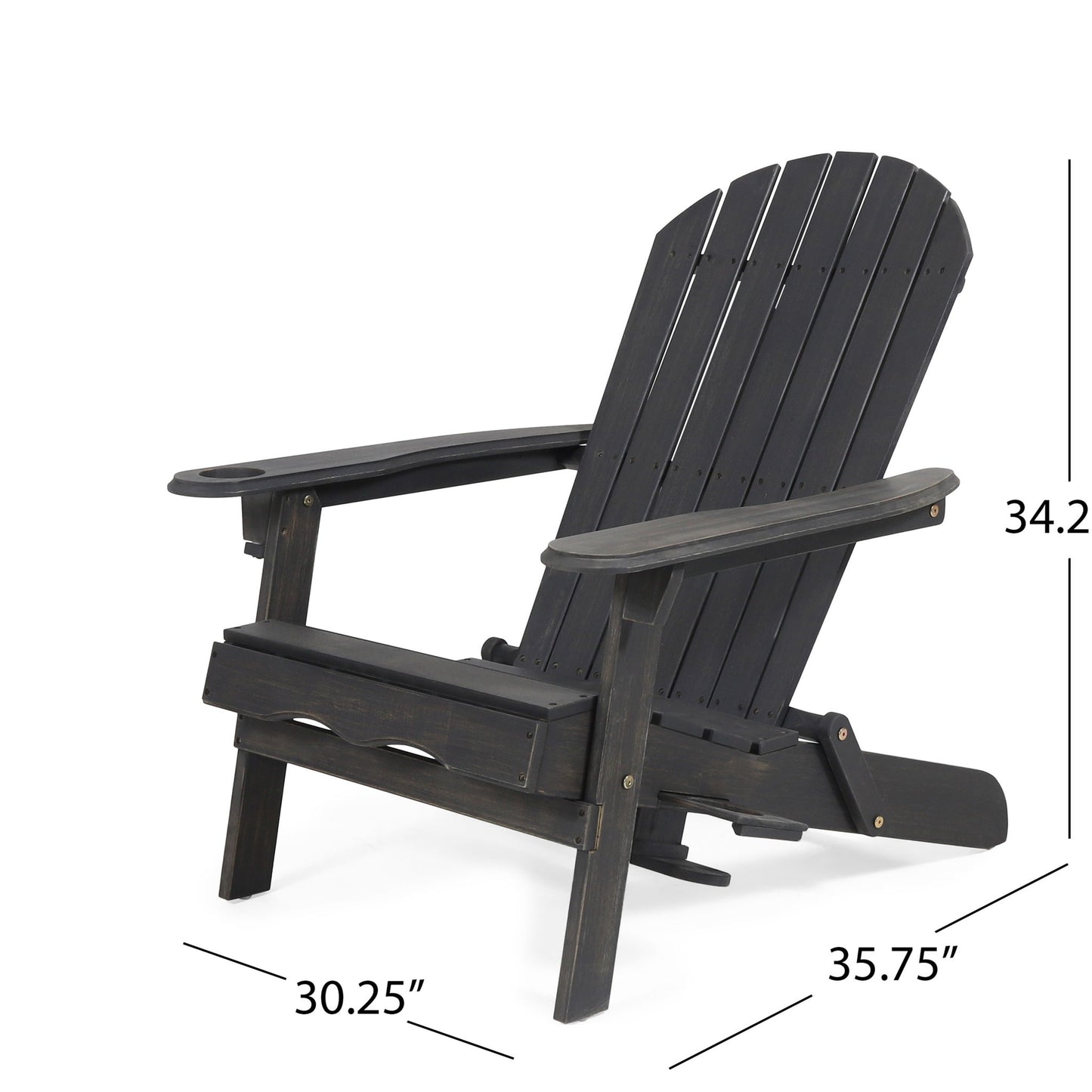 Zenithia - Outdoor Foldable Adirondack Chair With 2 Cup Holders