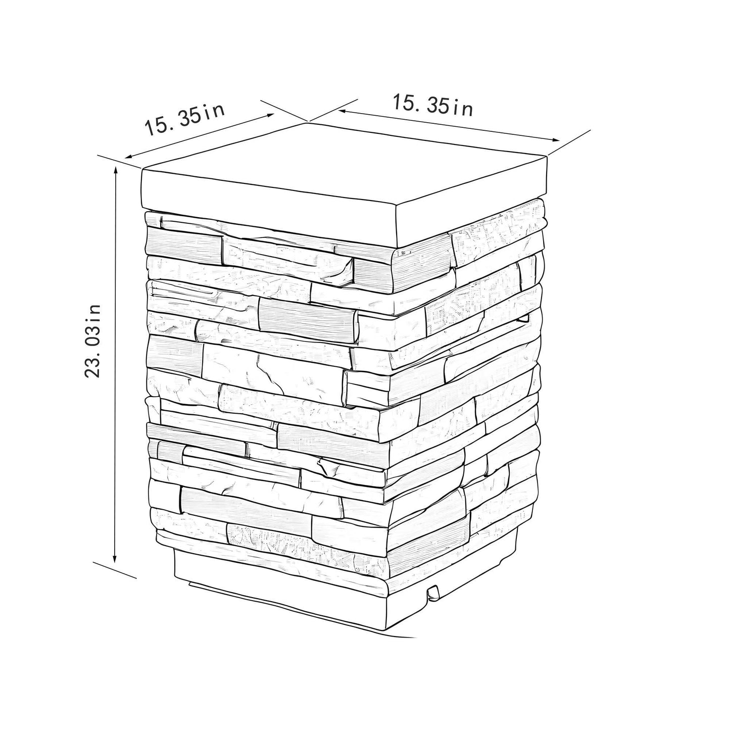 Outdoor Propane Tank Holder Fire Pit Cover Side Table Lightweight Concrete - Sandstone