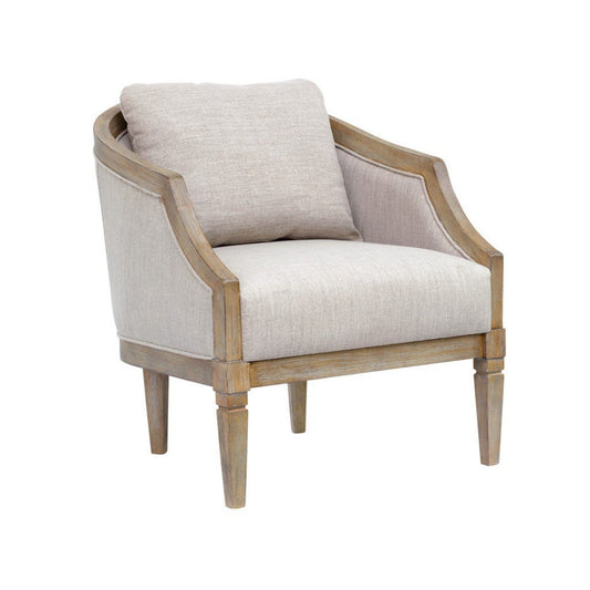 Classic Chair With Solid Wood Frame And Jacquard Upholstery - Beige