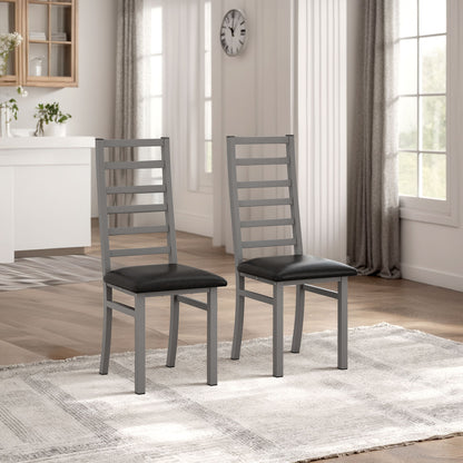 Metal Dining Chairs With Steel Legg, High Back Armless Design