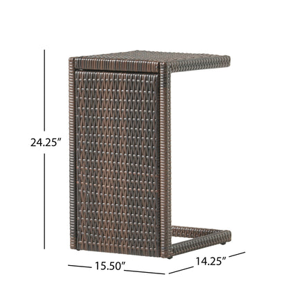 Bucharest - End Table C Shaped Side Table Rattan - Brown