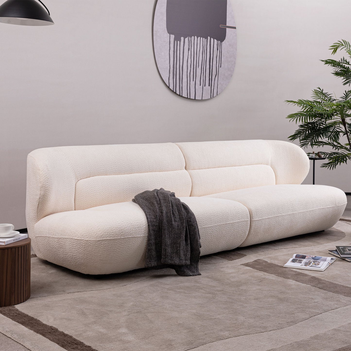Modern Fashion Yp40116W Circular Curve Design Sofa, 4 Seater For Office & Bedroom - White