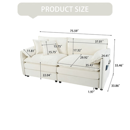 Modern Oversized Chenille Loveseat Sofa With Deep Seat And Diy Combination