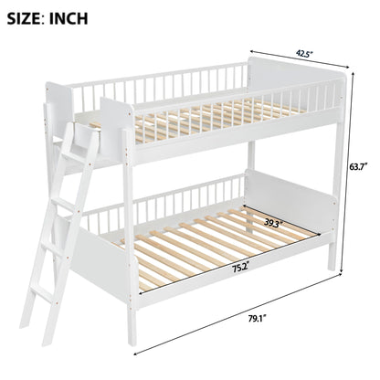 Bunk Bed With 3 Storage Shelves, Adjustable Ladder Left Or Right