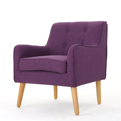 Modern Arm Chair With Tufted Back And Wooden Legs