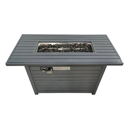 Sleek Outdoor Gas Fire Pit Table With Durable Construction And Lid - Gray
