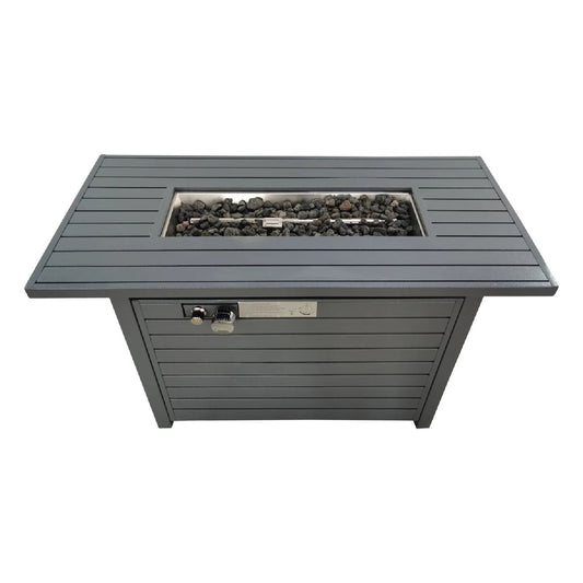 Sleek Outdoor Gas Fire Pit Table With Durable Construction And Lid - Gray
