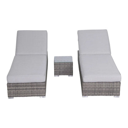 3 Piece Chaise Lounge Set With Adjustable Reclining - Gray Mix