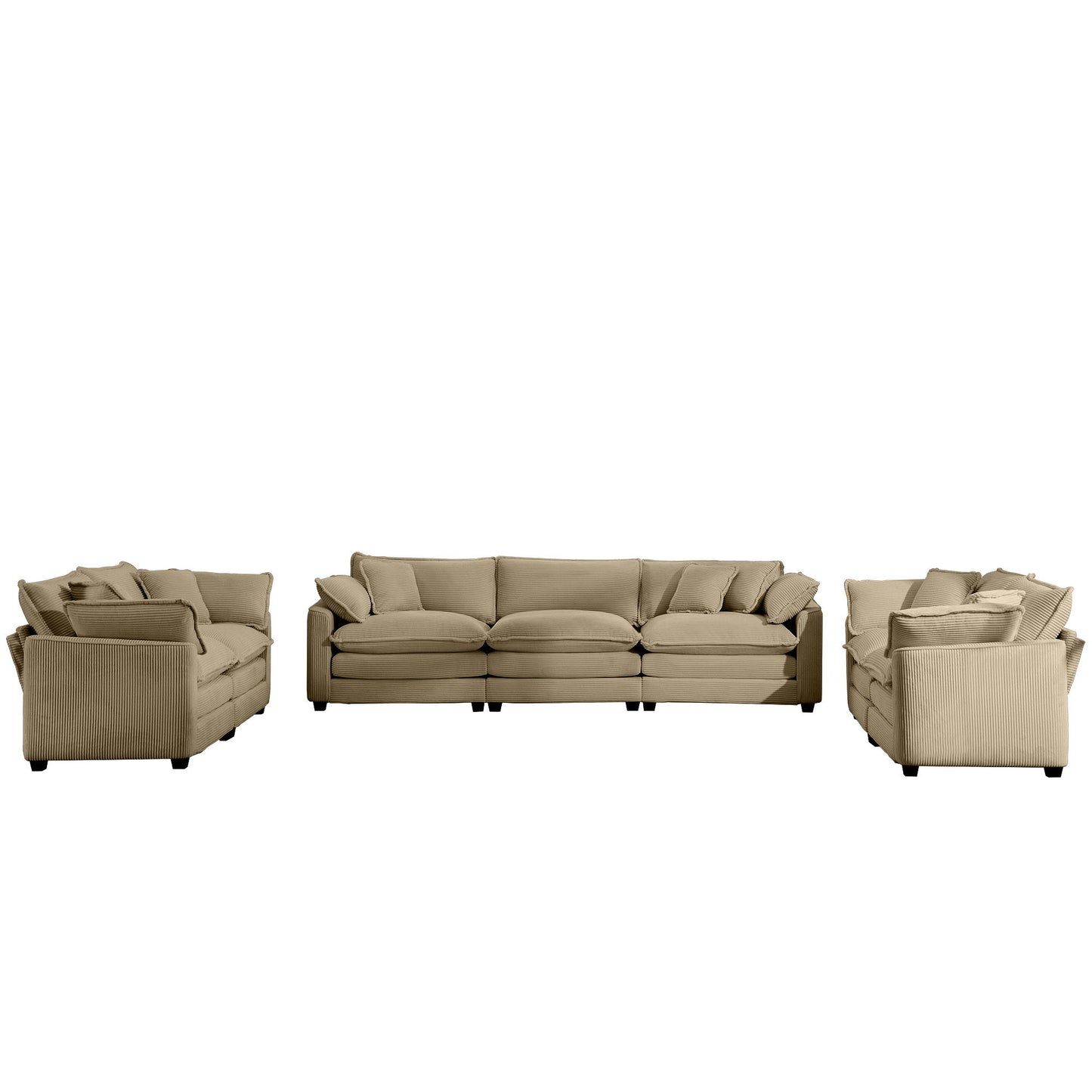 Elegant Corduroy Oversized Sectional Sofa Set With Deep Seats And Flexible Layout