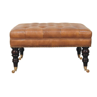 Buffalo - Leather Ottoman With Castor Legs