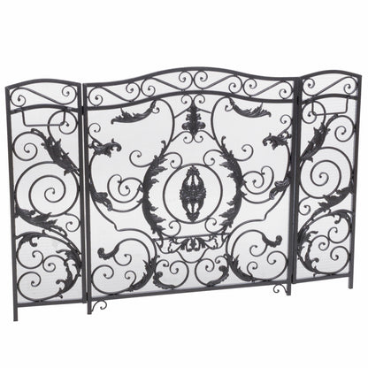 Mariella - Traditional Floral Iron Fireplace Screen With Ornate Design