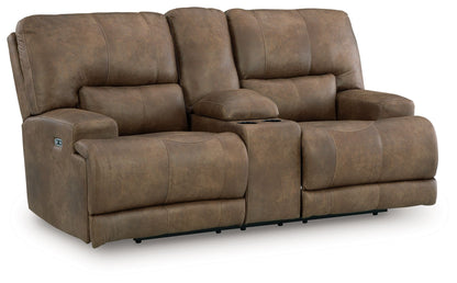 Beckley Place - Power Reclining Loveseat With Console / Adjustable Headrest - Earth