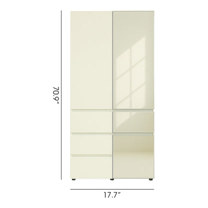 Elise - Modular Wood Closet System With Mirror In Customizable Storage Solution - White