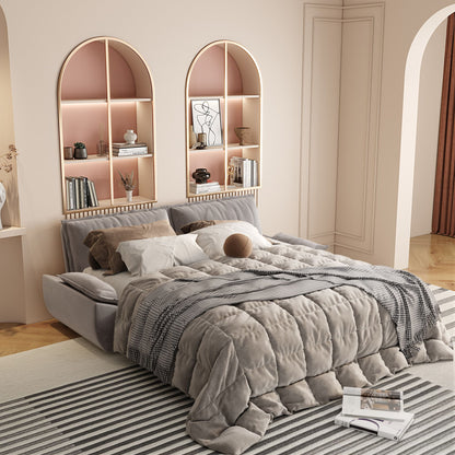 Queen Pull Out 3 In 1 Convertible Sleeper Sofa With Side Storage