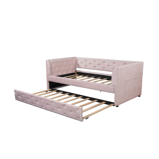 Upholstered Tufted Daybed With Trundle
