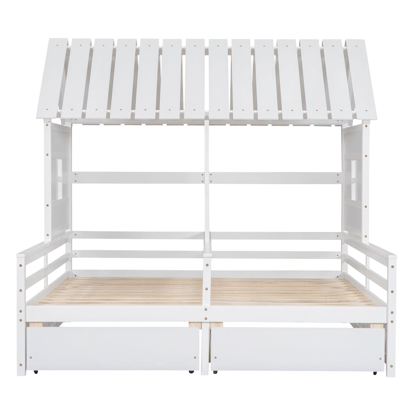 House Platform Beds With 2 Drawers, Side By Side Design