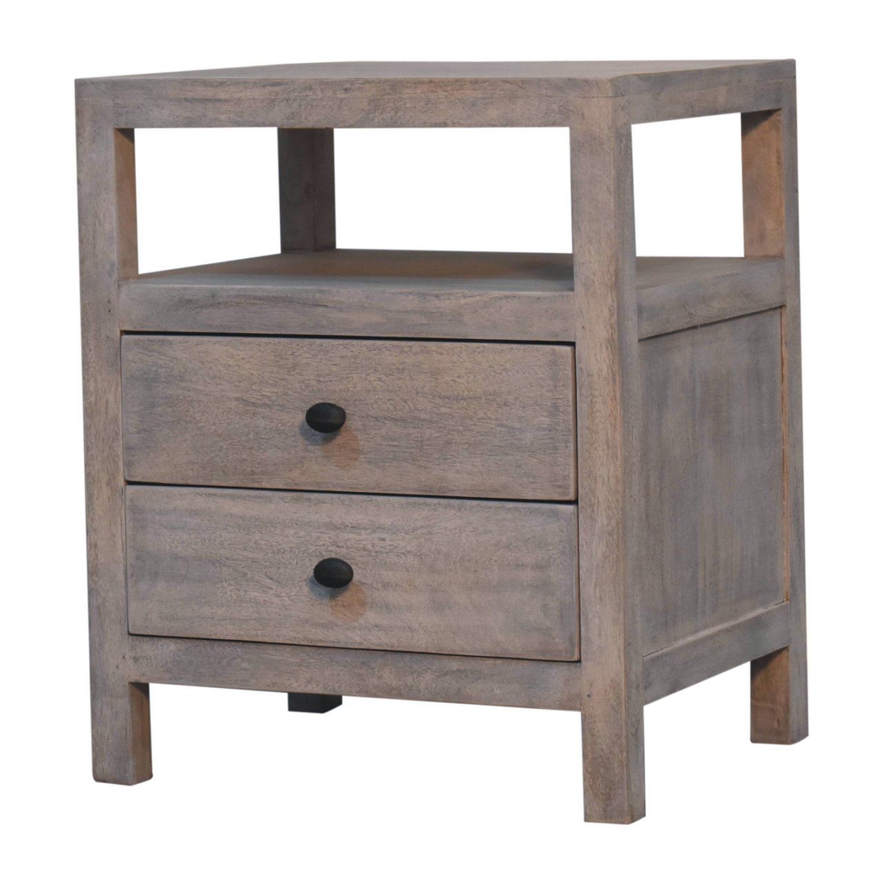 Acid - 2 Drawer Open Bedside Table - Gray Ash