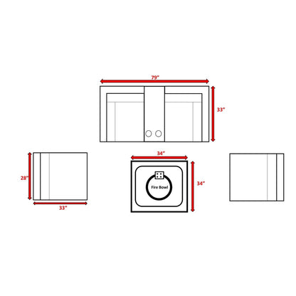 Contemporary Patio Seating Set With Fire Pit