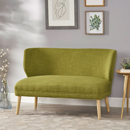Elegant Classic Upholstered Loveseat With Curved Backrest