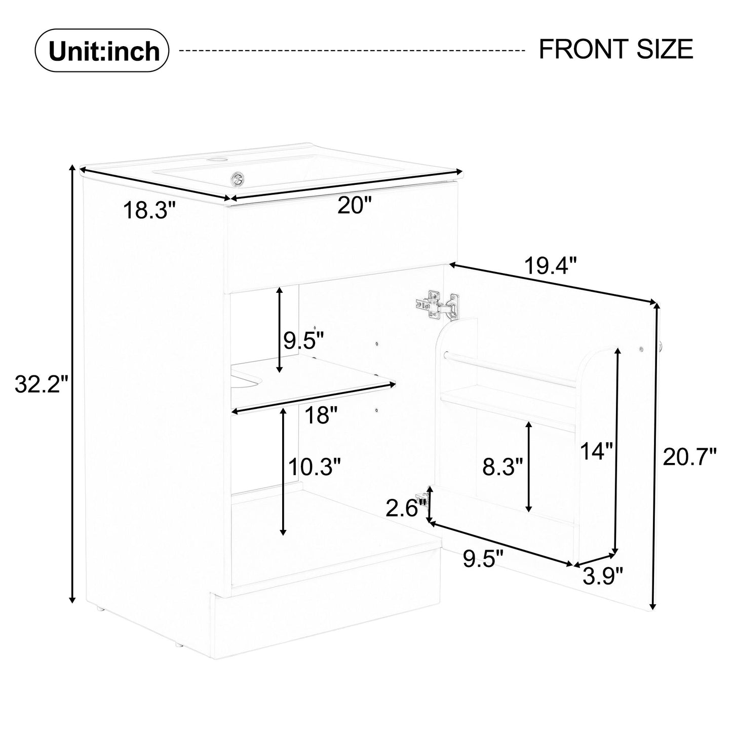 Bathroom Vanity With Sink, Cabinet With Adjustable Shelf