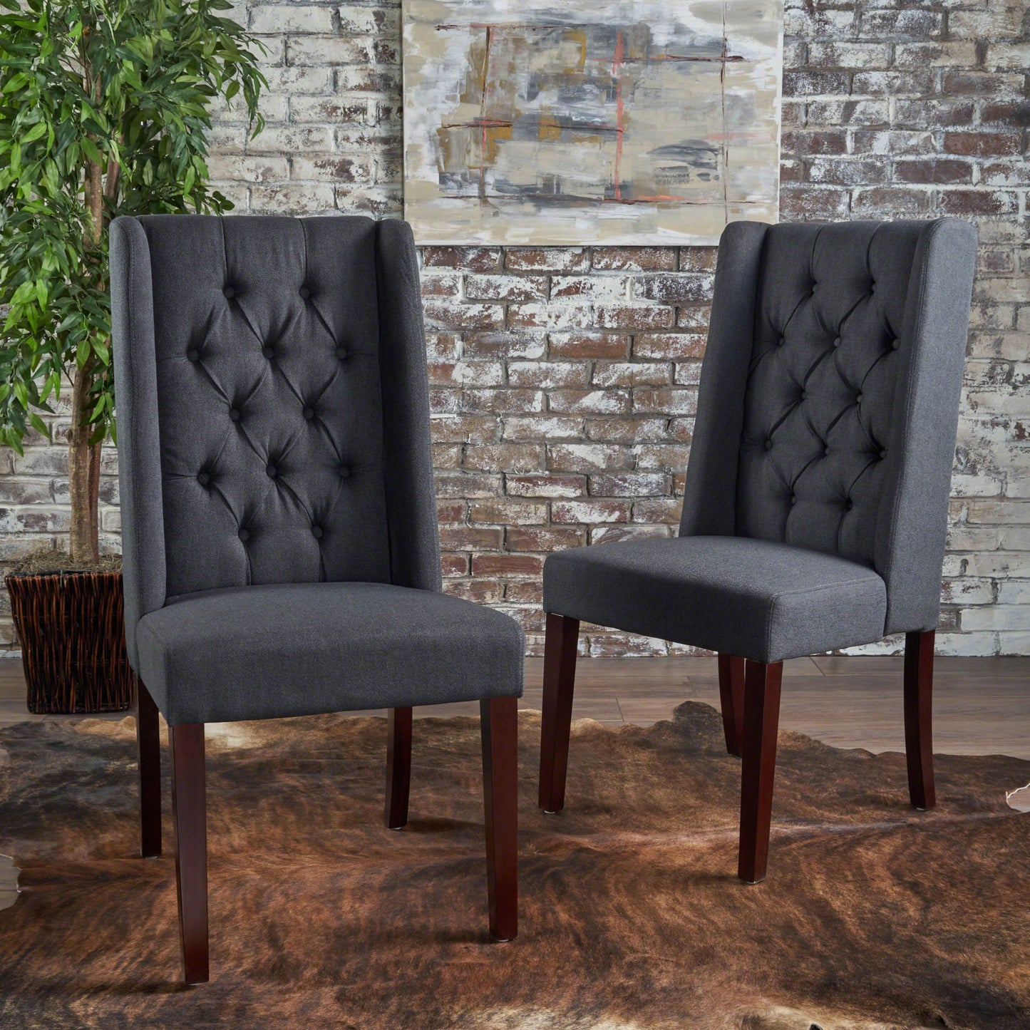 Sophisticated Tufted Dining Chair With High Back Design