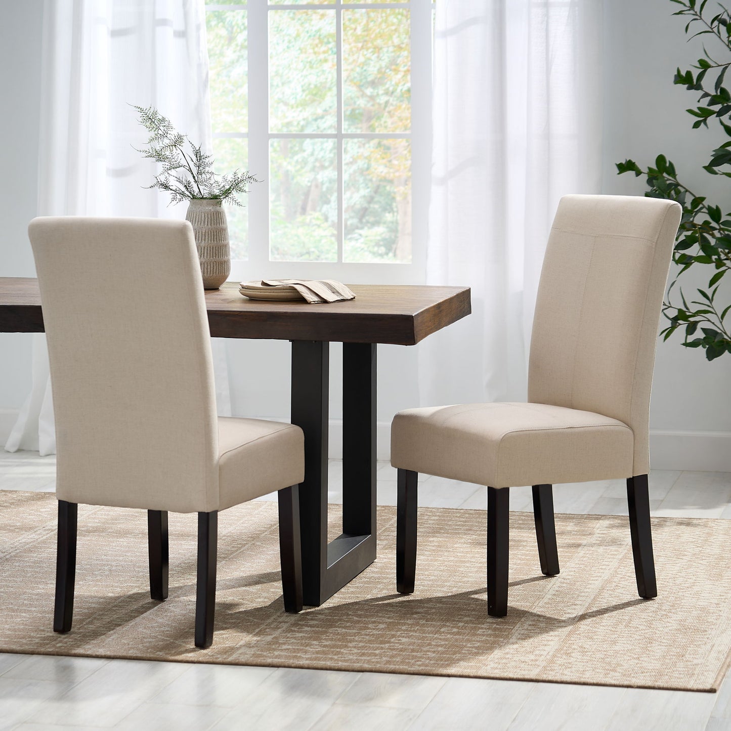Pertica - Dining Chair Contemporary Design Wood Fabric - Natural