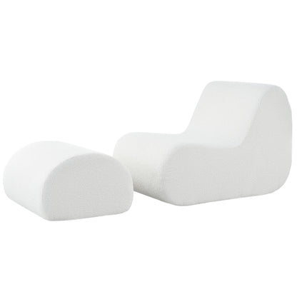 Curved Lounge Chair With Ottoman And High Resilience Foam