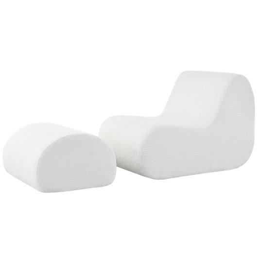 Curved Lounge Chair With Ottoman And High Resilience Foam