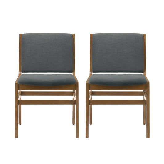 Contemporary Dining Chair Set Upholstered Fabric With Rubberwood Frame