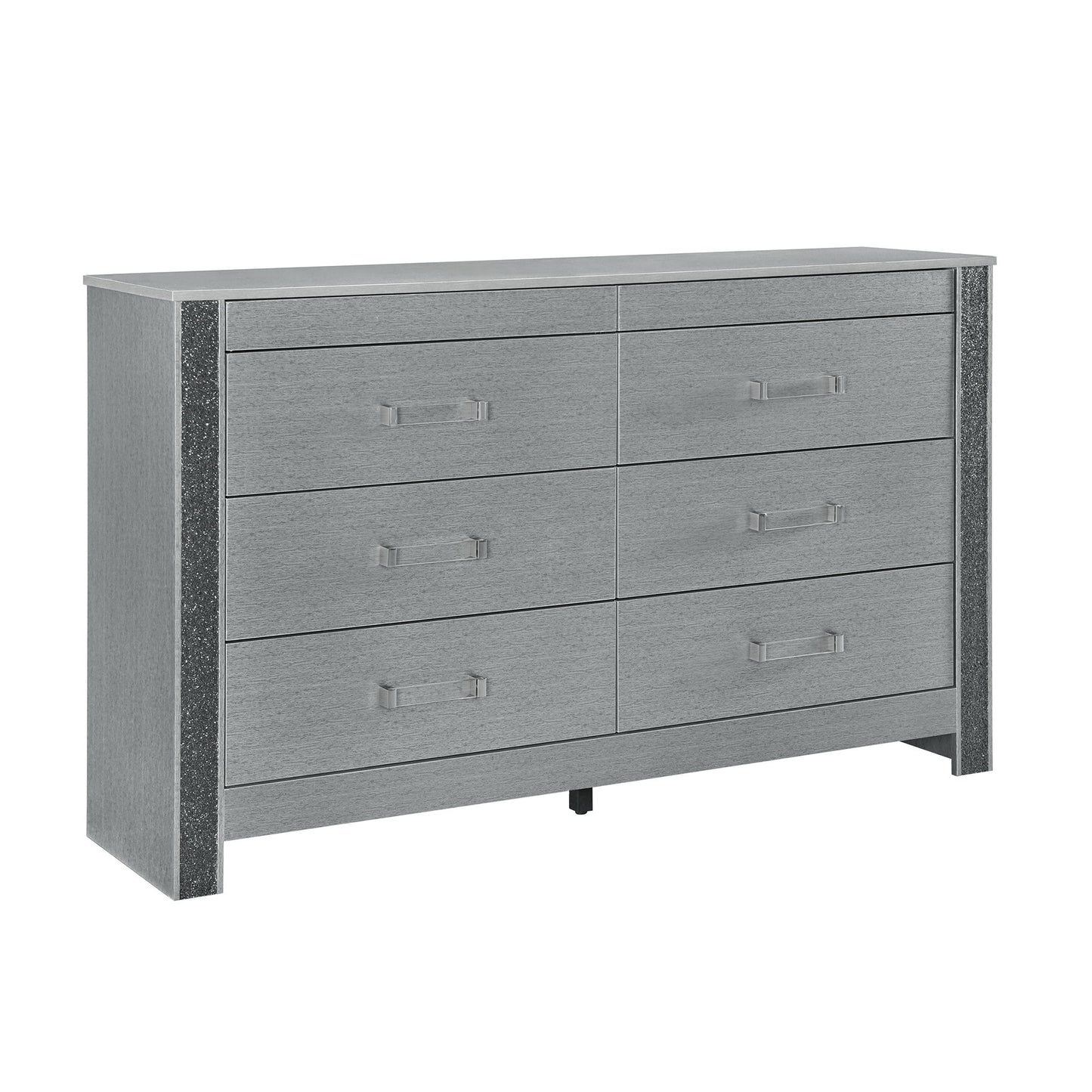 Lorenzo - Dresser With Hidden Jewelry Compartment And Bar Handles In - Silver
