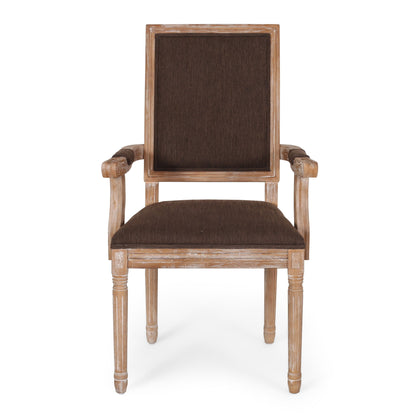 French Country Style Upholstered Dining Chair With Square Backrest