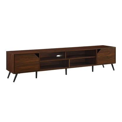 Contemporary 2 Door Minimalist TV Stand For TVs Up To 90" - Dark Walnut