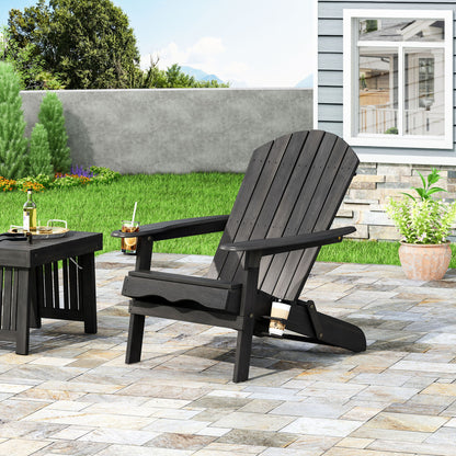 Zenithia - Outdoor Foldable Adirondack Chair With 2 Cup Holders