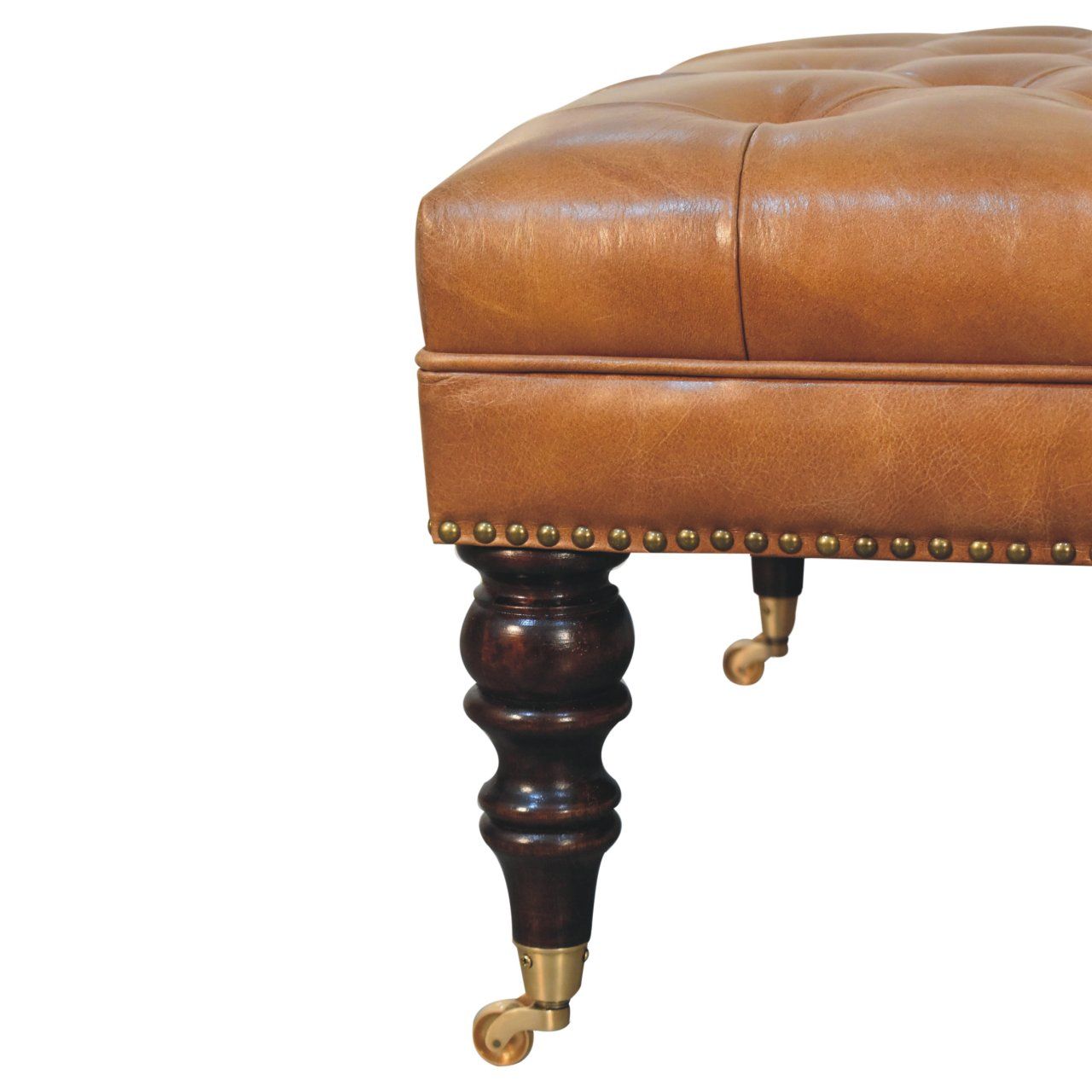 Buffalo - Leather Ottoman With Castor Legs