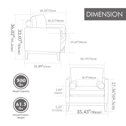 Wide Modern Farmhouse Performance Accent Chair With Legs, Wood Base