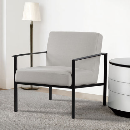 Millie - Modern Stationary Metal Accent Chair With Polyester Upholstery - Off White