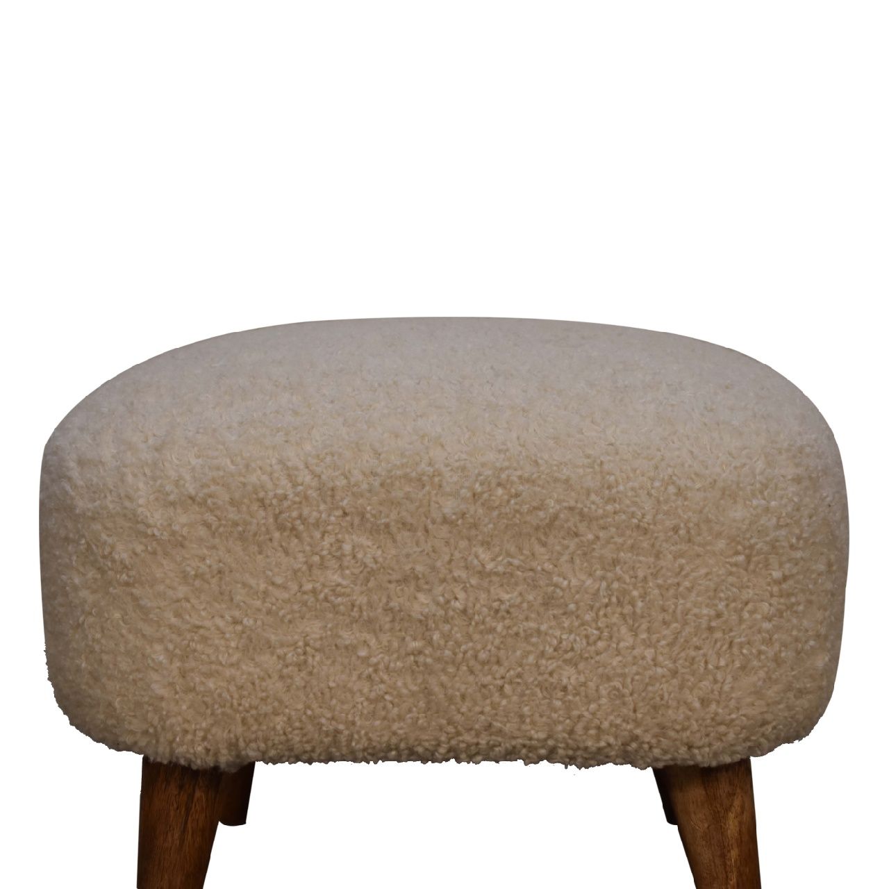 Boucle Square Footstool - Cream
