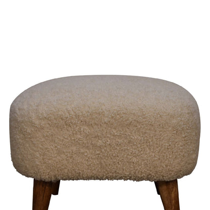 Boucle Square Footstool - Cream