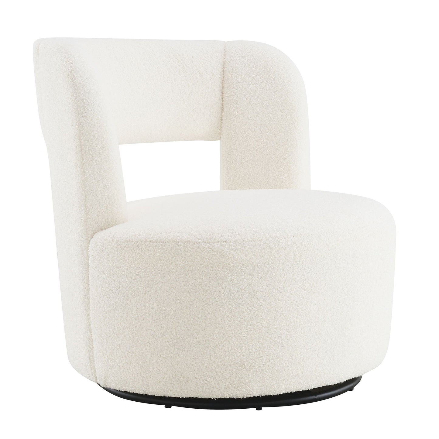 Swivel Comfy Round Barrel Chair With Soft Teddy Fabric For Living Room