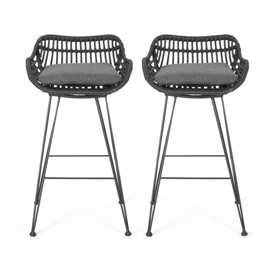 Outdoor Rattan Bar Chair With Metal Legs