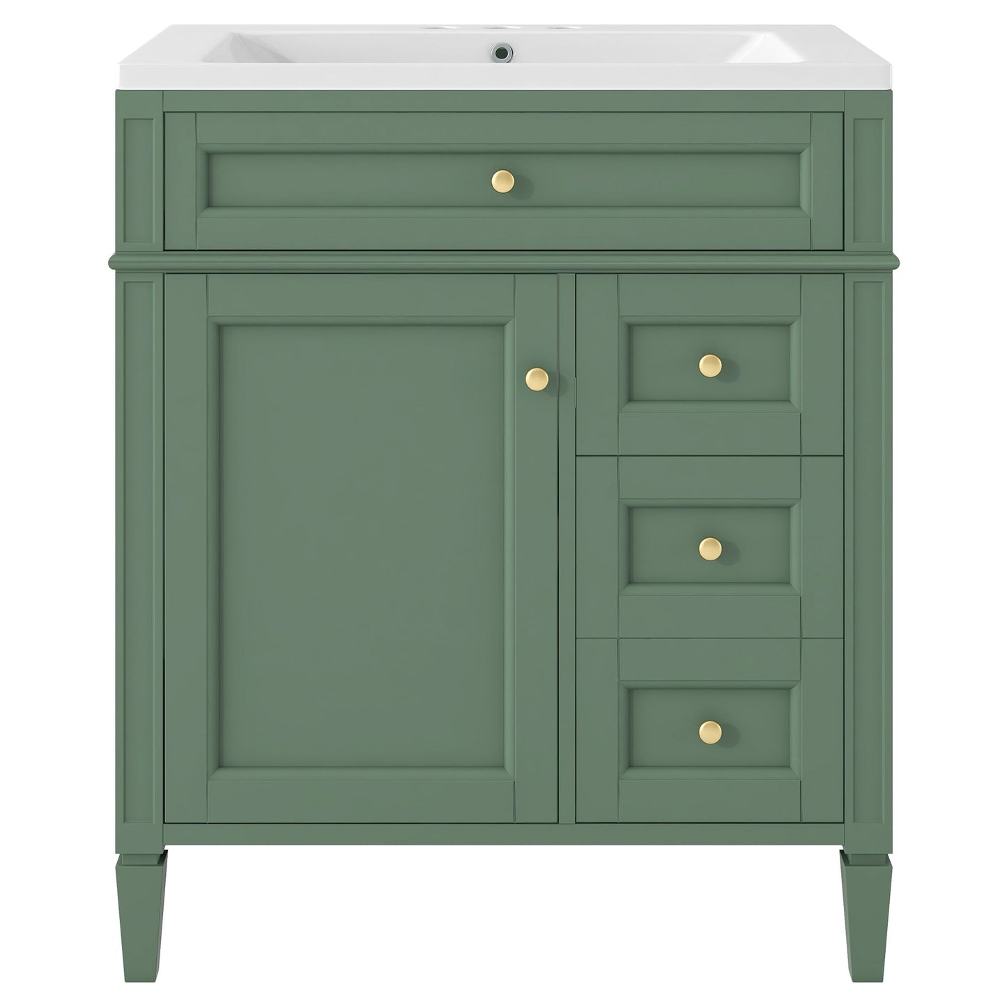 Bathroom Vanity With Top Sink, Storage Cabinet, 2 Drawers, Tip Out Drawer