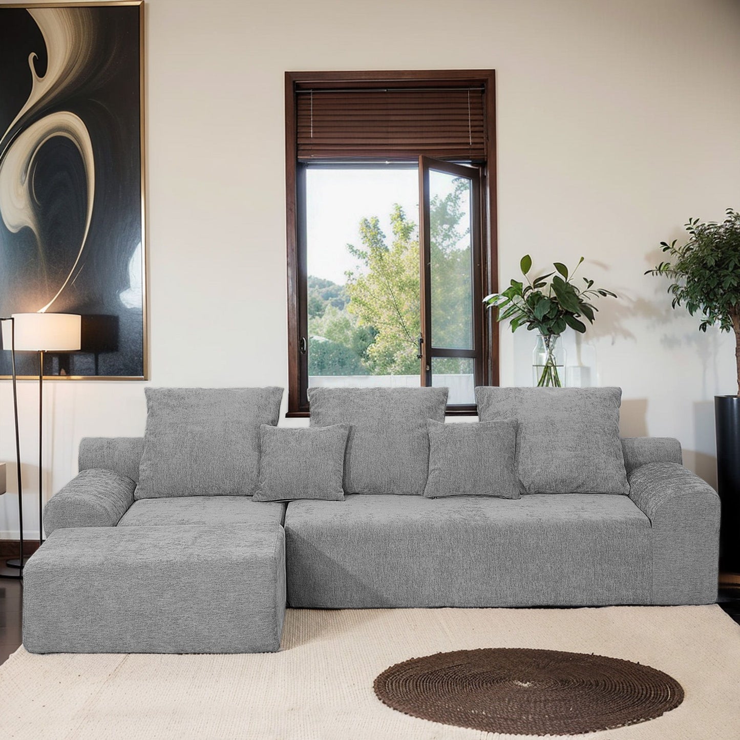 Modern L Shaped Sectional Sofa With Adjustable Configurations