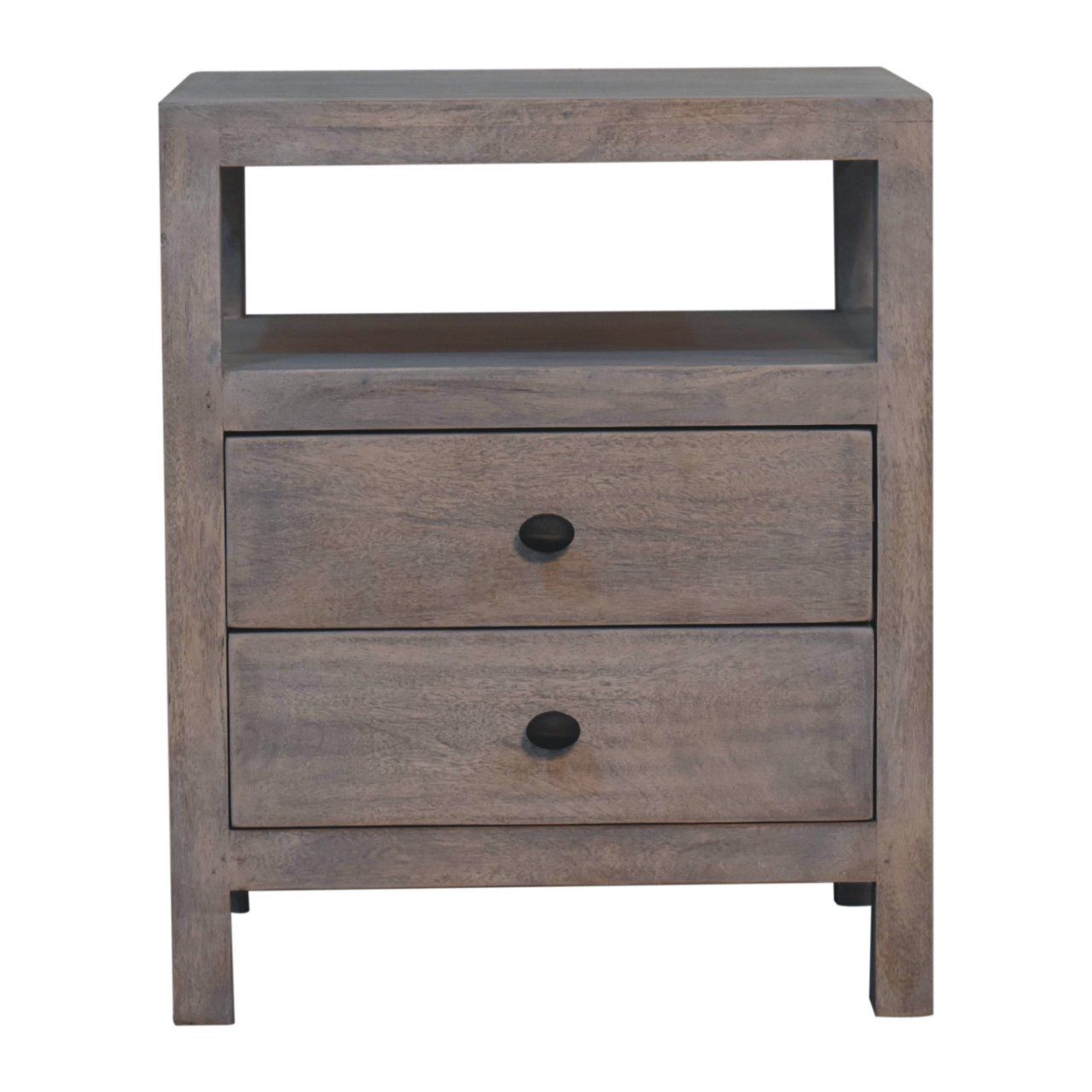 Acid - 2 Drawer Open Bedside Table - Gray Ash