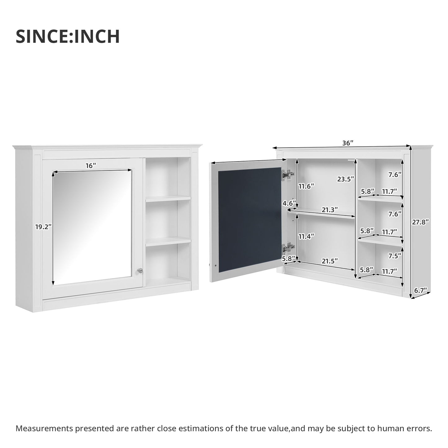 Modern Wall-Mounted Medicine Cabinet With Mirror, Adjustable Shelf