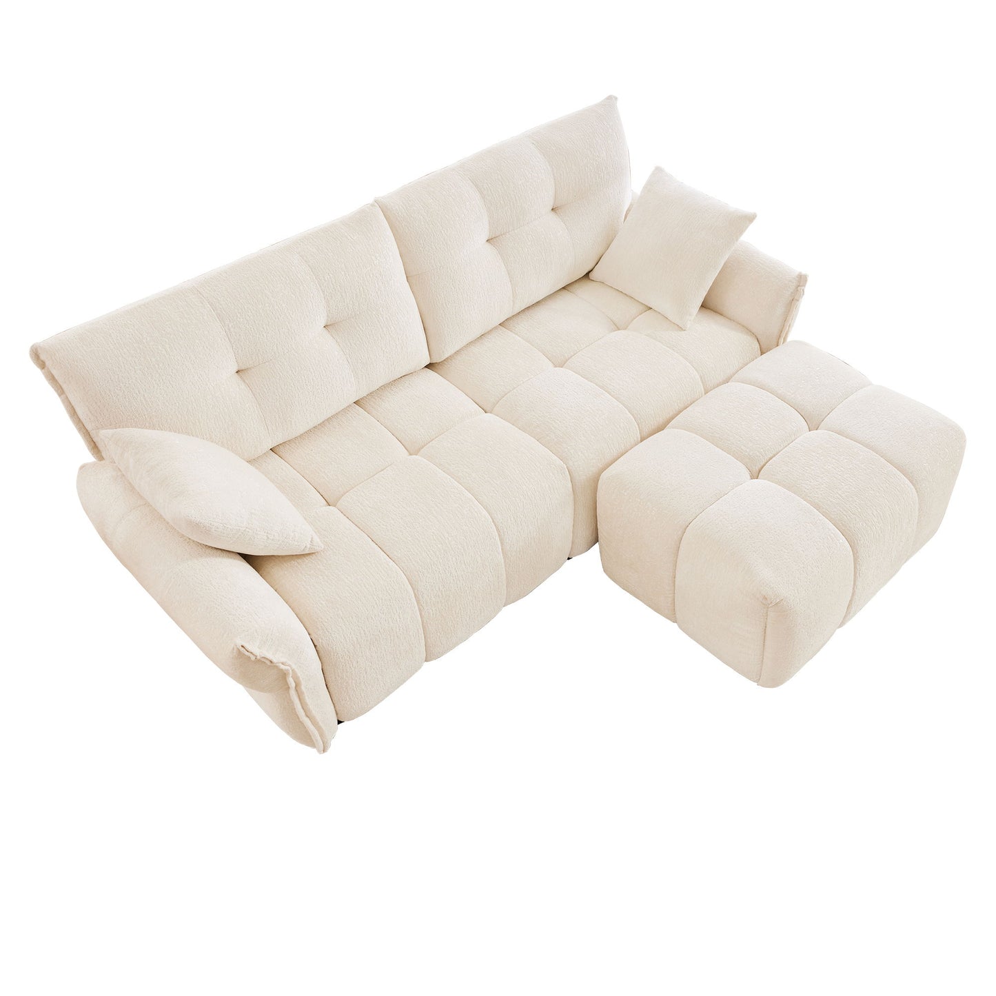 Sofa Set With Ottoman And Pillows, Textured, High Resilience Cushions