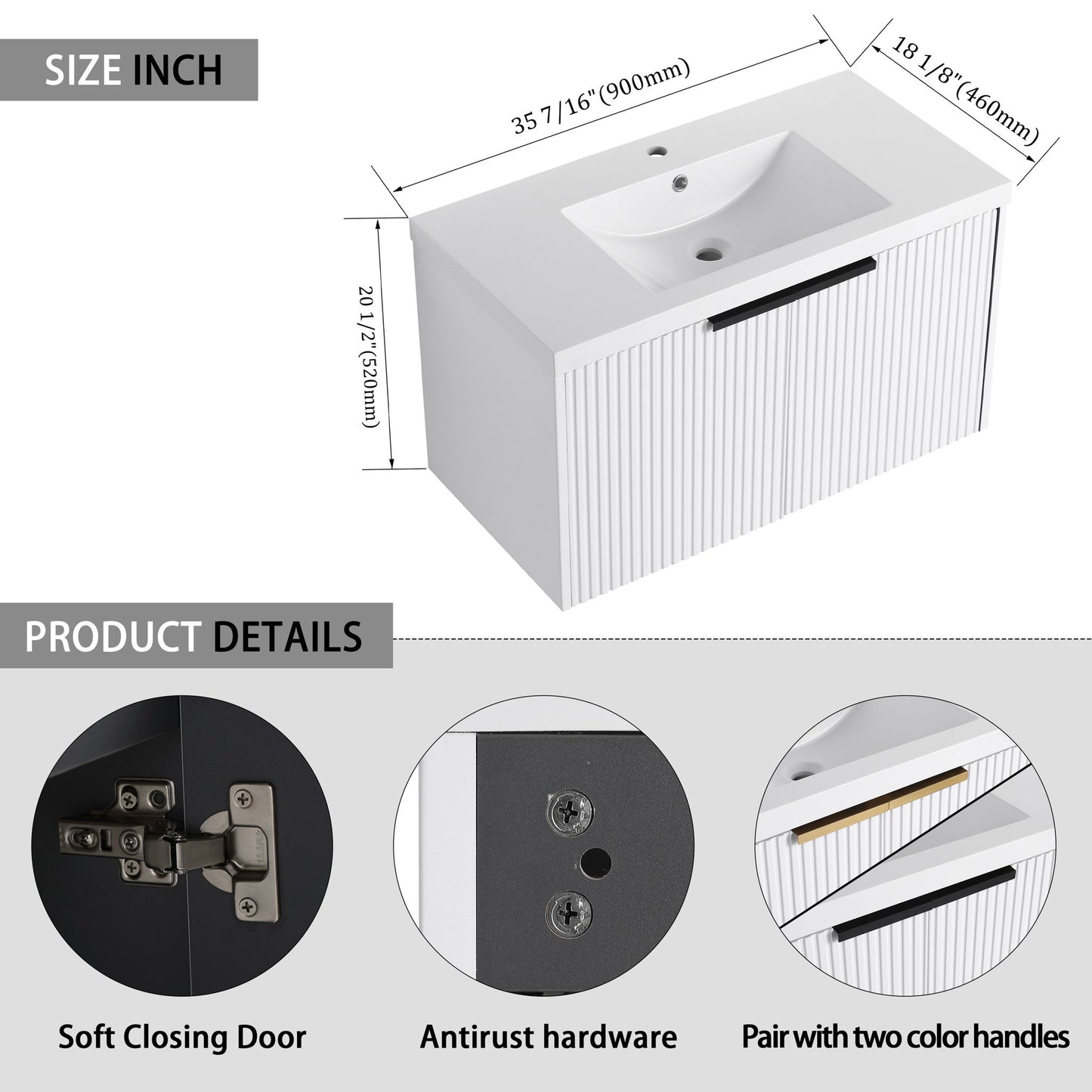 Contemporary Wall Mounted Bathroom Vanity With Resin Double Sink