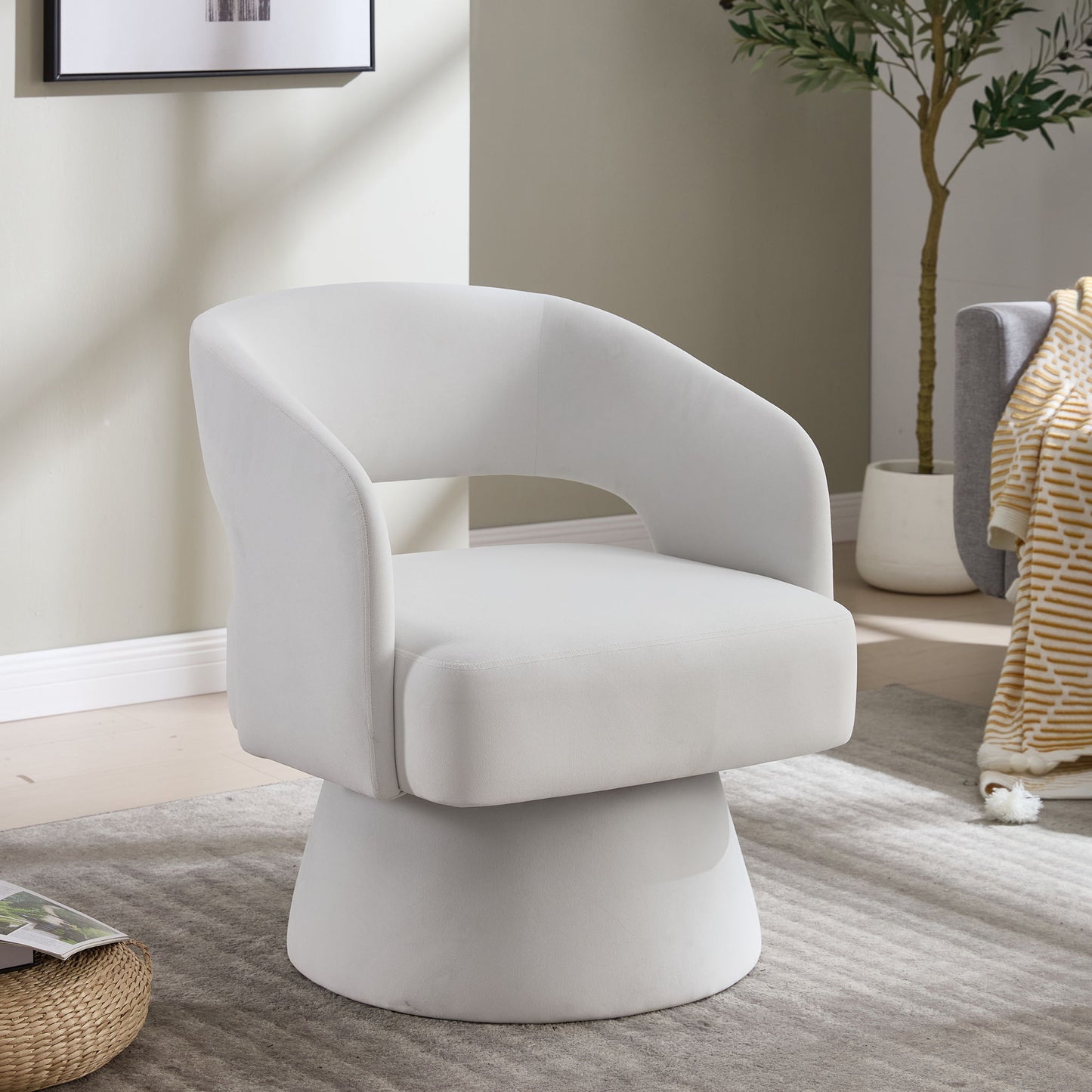 Swivel Barrel Chair With 360 Degree Rotation